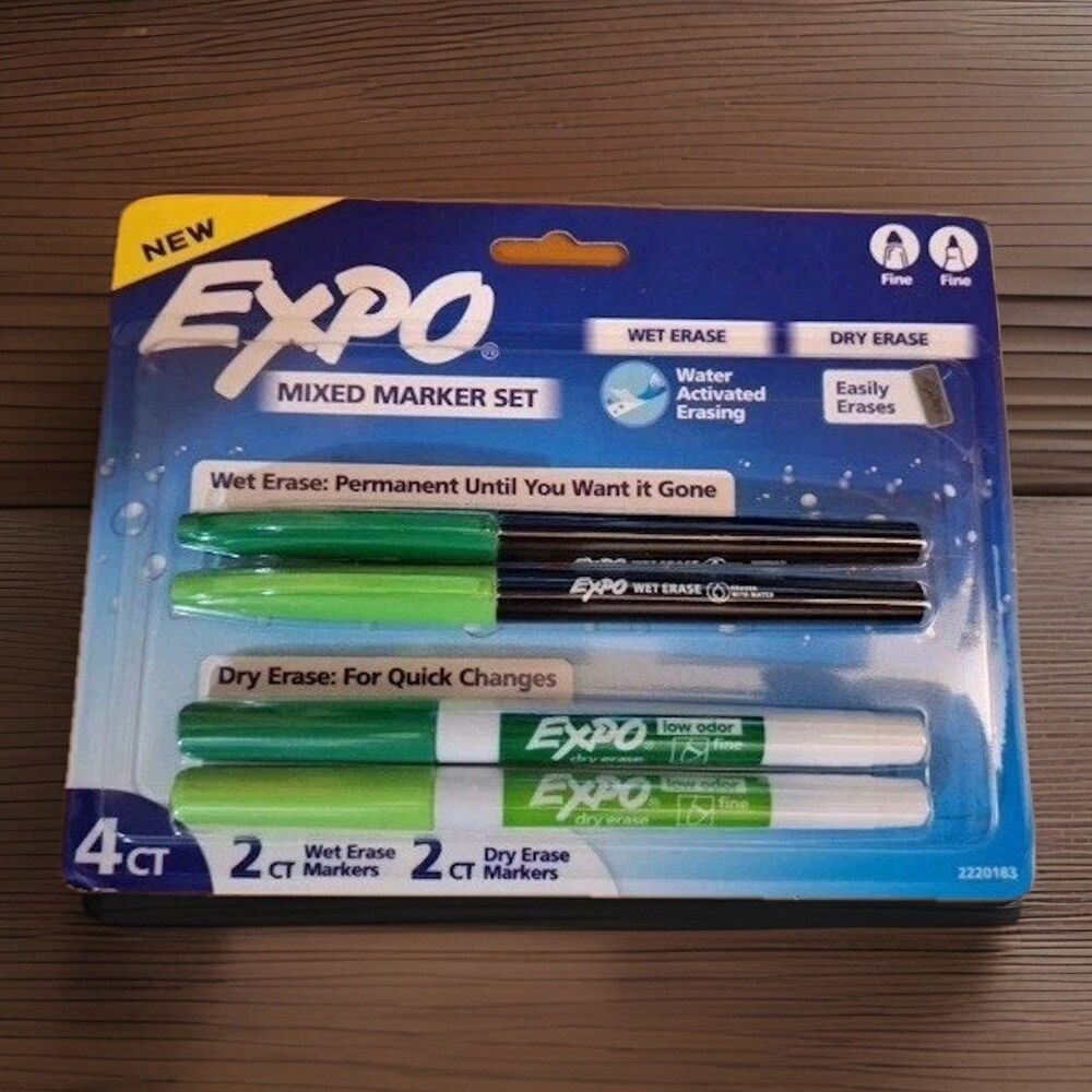 Lot of 18 packs Expo Set Wet & Dry Erase Markers Fine Tip Green 4-Count each